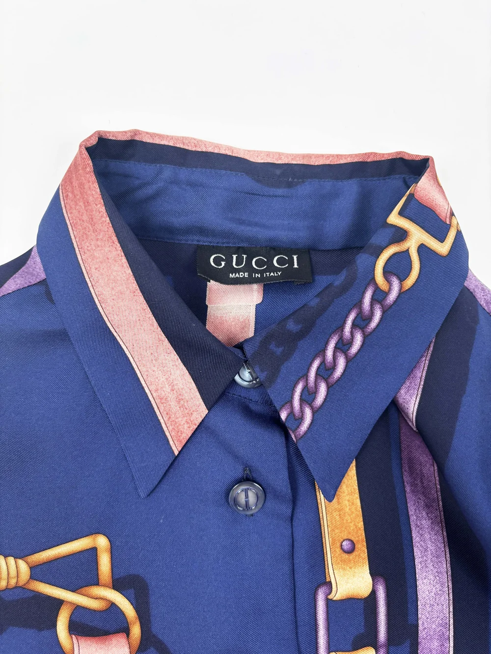 Gucci 1995 buckle print silk shirt — JAMES VELORIA